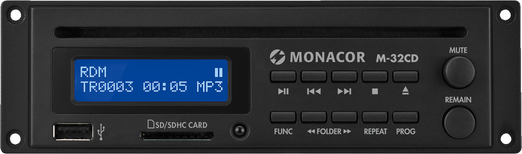 Monacor Lecteur CD-156 CD/MP3, stéréo, USB